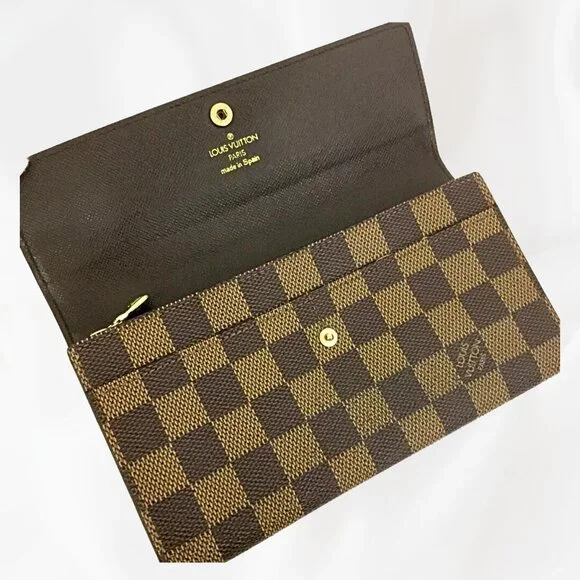 LOUIS VUITTON DAMIER PORTEFEIULLE SARAH LONG BIFOLD WALLET BROWN - Picture 2 of 7